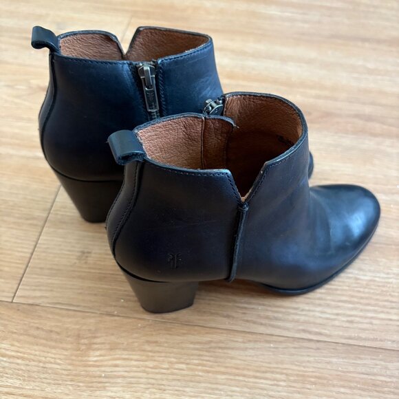 Frye Meghan Leather Heeled Ankle Booties Black Women’s Size 7 B - Picture 4 of 12